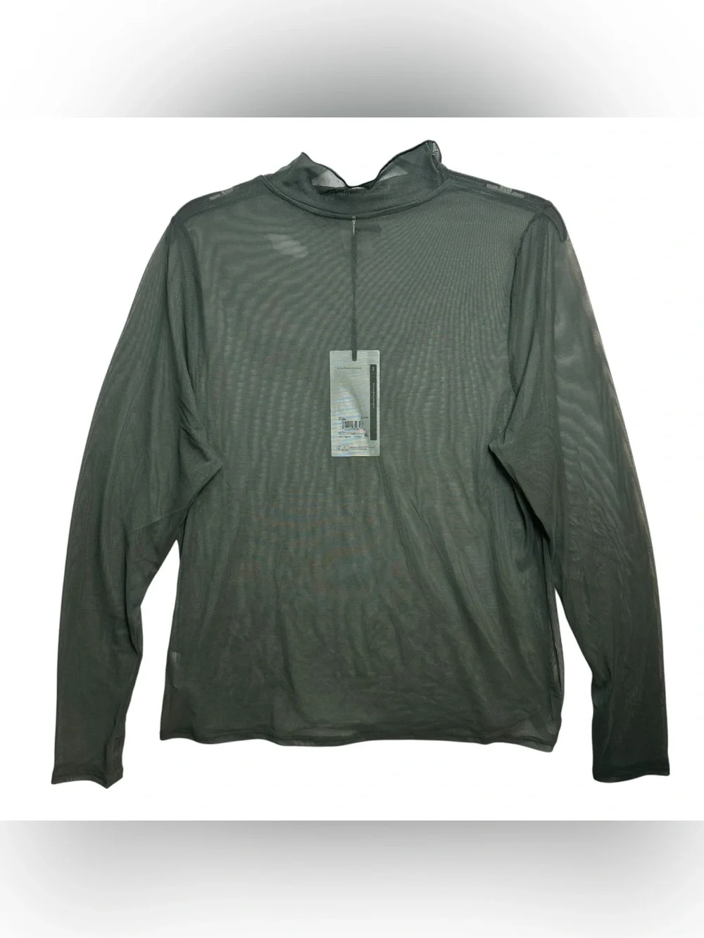 CALIA Draped Funnel Long Sleeve Sheer Mesh Top XXL Ivy Green NWT